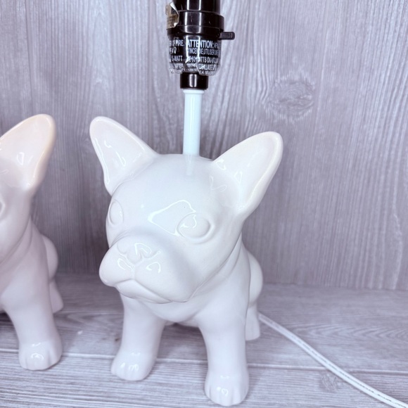 Target French bulldog cermic white lamps 2015/2016 one repairs as shown lights - Picture 11 of 15